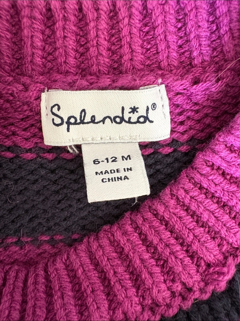 Splendid Purple and Navy Chunky Knit Sweater - Picture 2 of 2